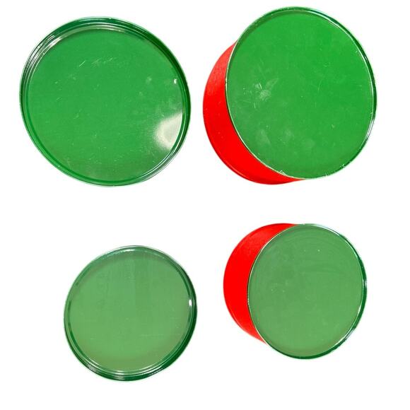 Christmas Bears- Round Decorative Tins- Nesting Set of 2- some wear Vtg Holly - Picture 5 of 5